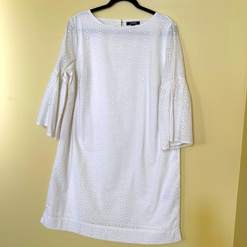 Chaps white knee length dress